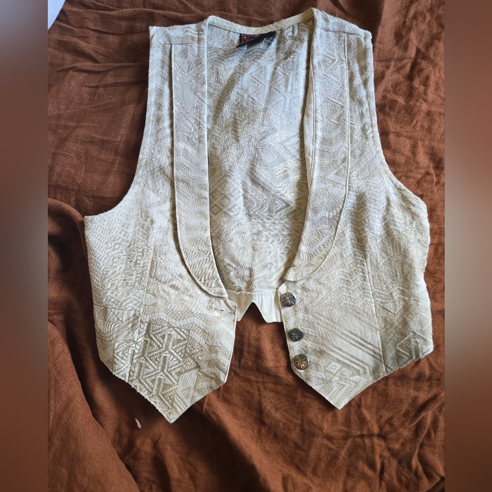 Circle T Cream Textured Western Vest